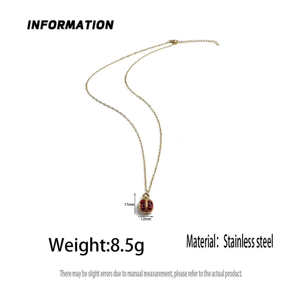 مدون الموضة نفس المينا الخنفساء قلادة قلادة الفولاذ المقاوم للصدأ هيبوالرجينيك المجوهرات، قلادة الترقوة الإضافية متعددة الاستخدامات #5