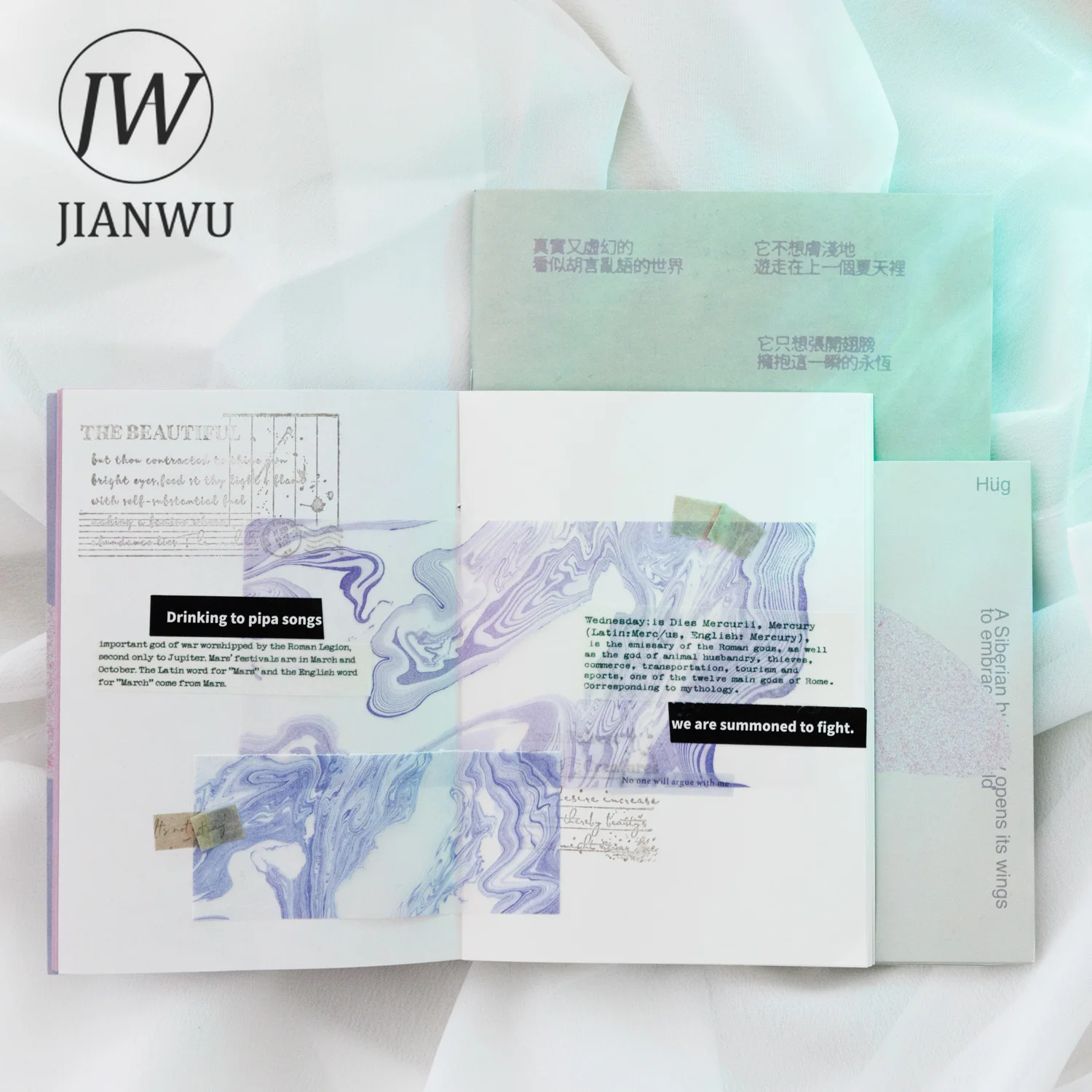 JIANWU 20 Sheets Half The Dream Water Reflected Series Vintage Decor Material Paper Creative DIY Journal Collage Stationery