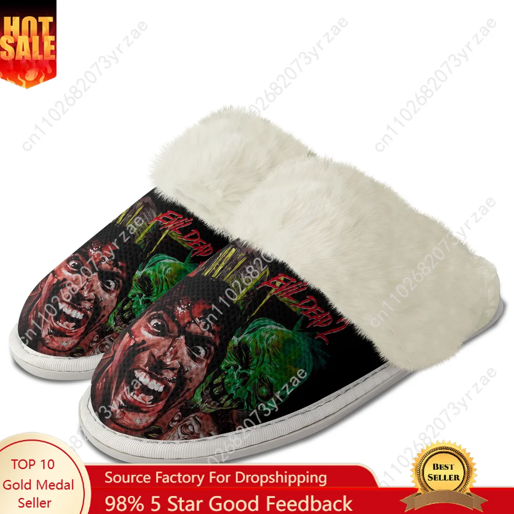 

Evil Dead II Plush Edge Warm Shoe Men Women Home Casual Slipper Bedroom Thermal Cotton Personalized Lightweight Custom Slippers