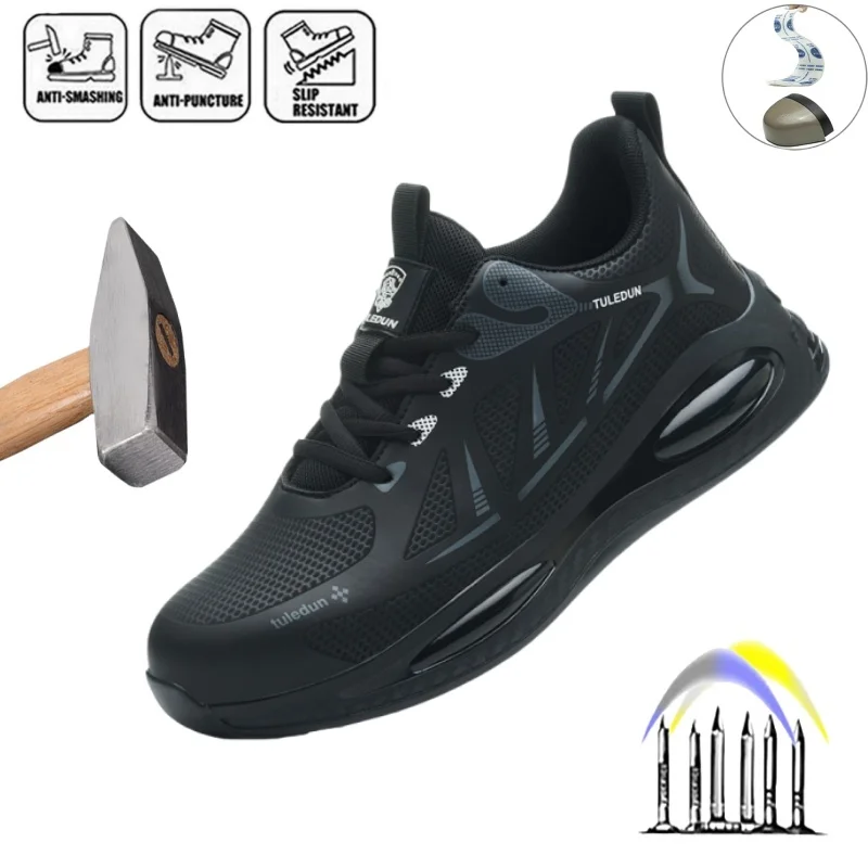 

New Work Safety Shoes For Men Breathable Sneakers Steel Toe Shoes Anti-puncture Protective Shoe Mesh light Slip-resistant shoes