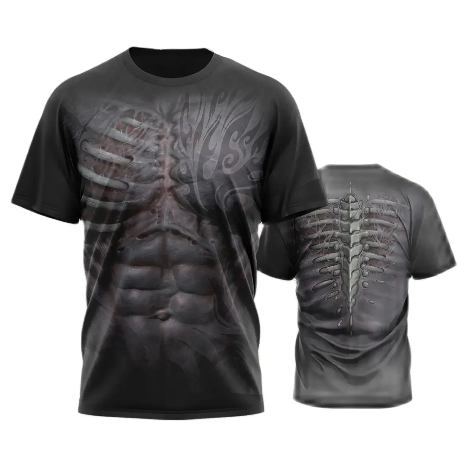 Funny 3D Muscle Print T Shirt For Men Summer Breathable Fitness Sports Short Sleeve Fashion Casual Round Neck Oversized T-shirts