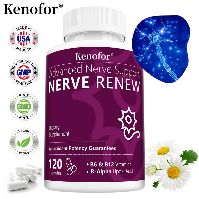 

Advanced Nerve Support - 300mg Stabilized R-Alpha Lipoic Acid, Vitamin B Complex, Herbs for Fast-Acting Support