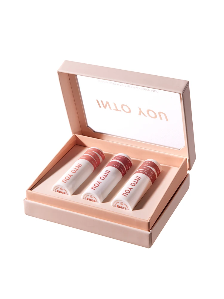 INTO YOU Makeup Lip Gloss Set 3pcs Matte Velvet Lip Mud Long Lasting Waterproof Non-Stick Cup Not Fade Lipstick Gift Box