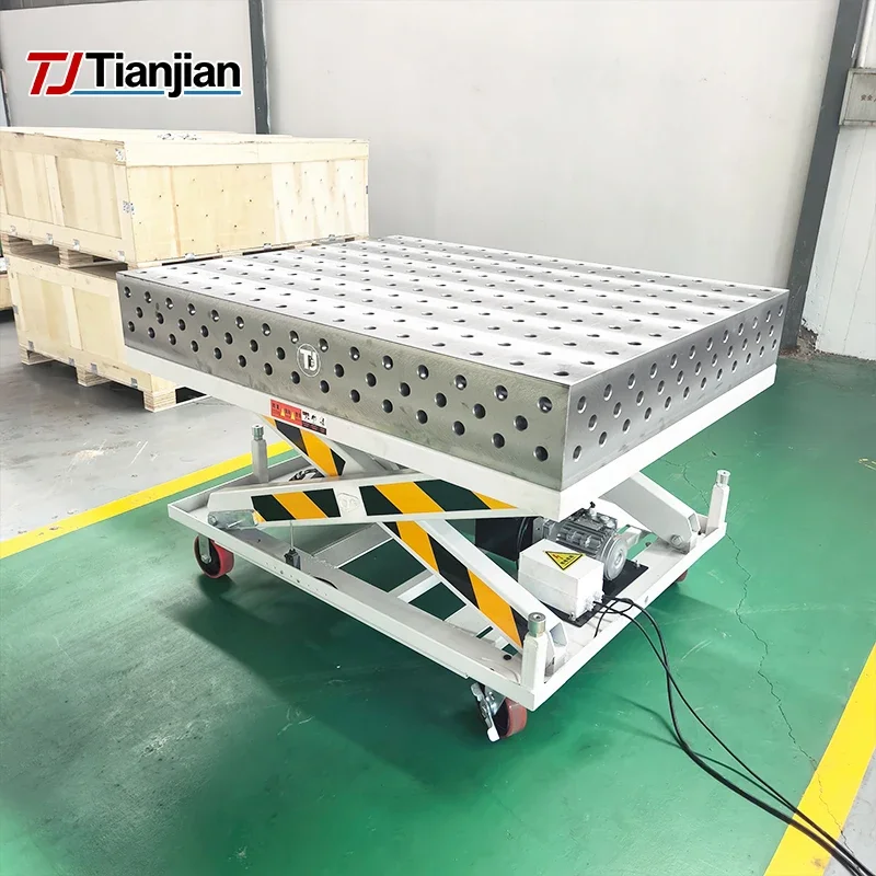 Manual Hydraulic Lift Welding Table with Strong Scissor Leg and Locking Casters