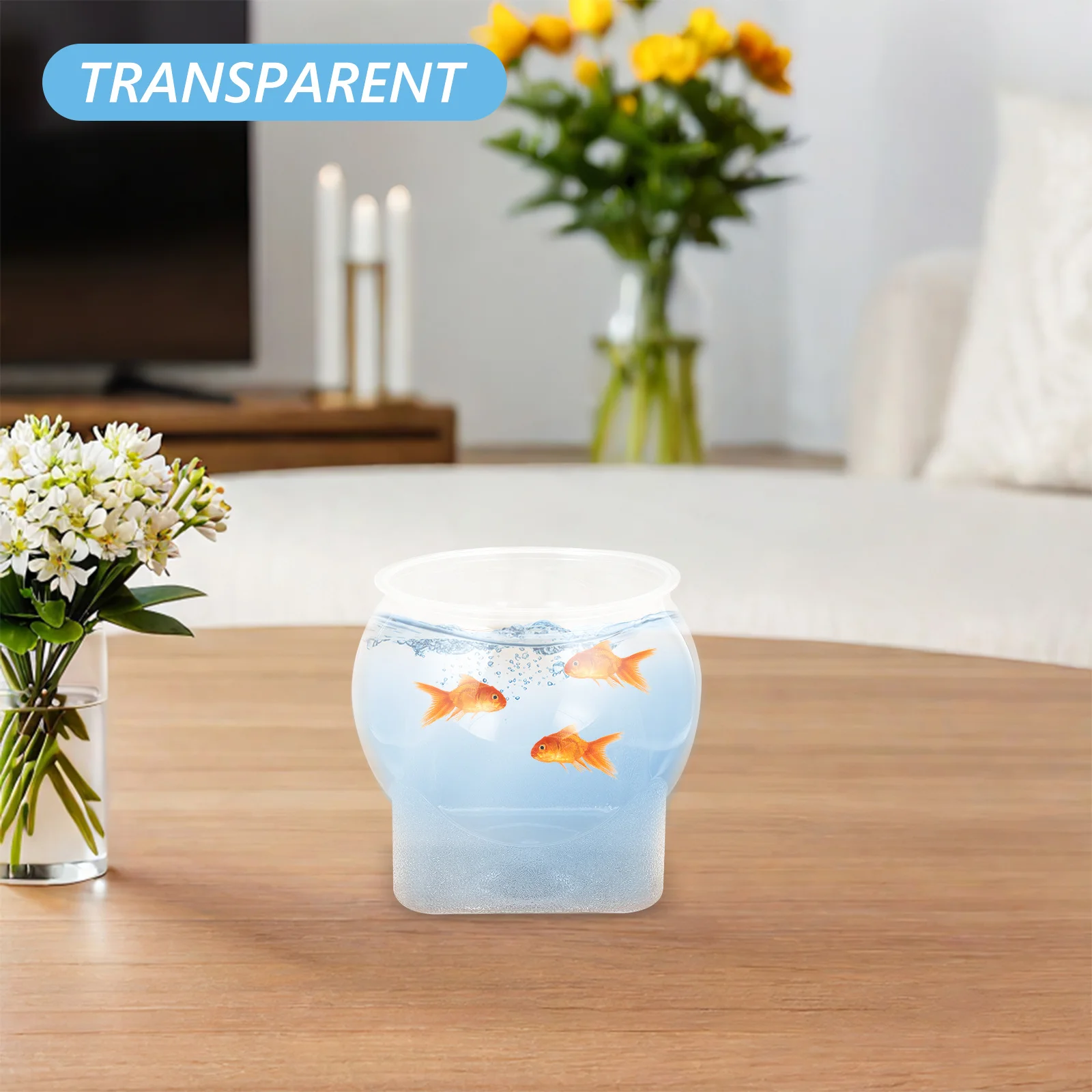 

Transparent Small Desktop Fish Tank Unbreakable Plastic Aquarium for Goldfish Betta Micro Landscape Fish Bowl Home Office