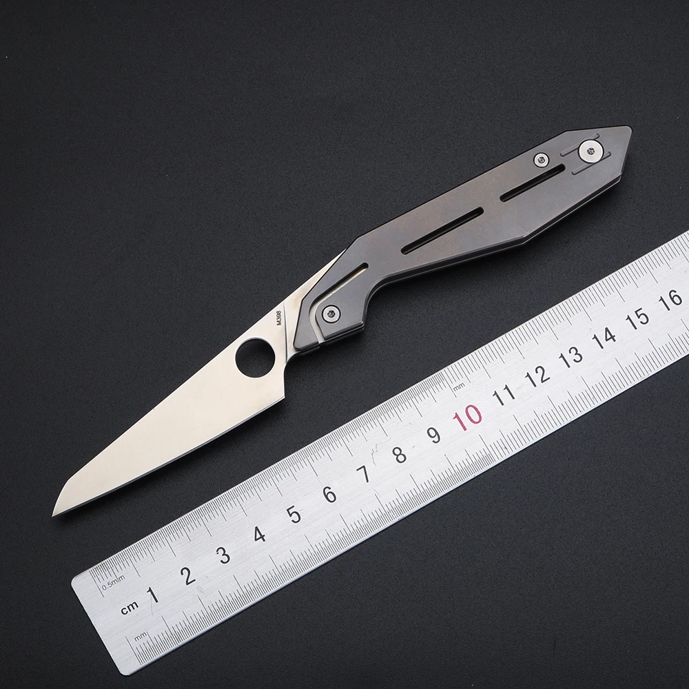 Titanium Handle Folding Knife, High Hardness M398 Steel Blade Pocket Knife, Lightweight Knife