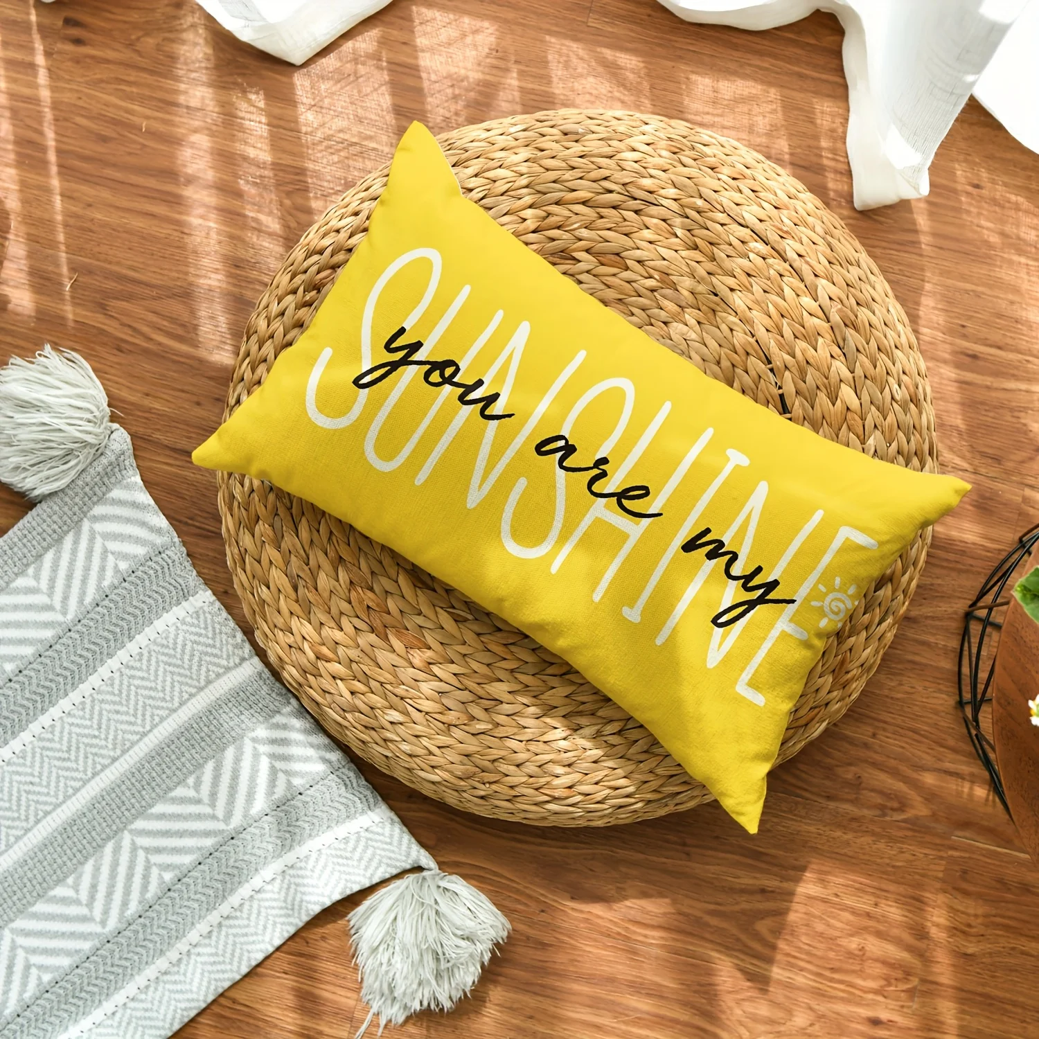 1pc You Are My Sunshine Sunshine Lumbar Pillow Cover, Suitable for Sofa, Bedroom, Living Room, Balcony, Sweet Gift for Lovers.