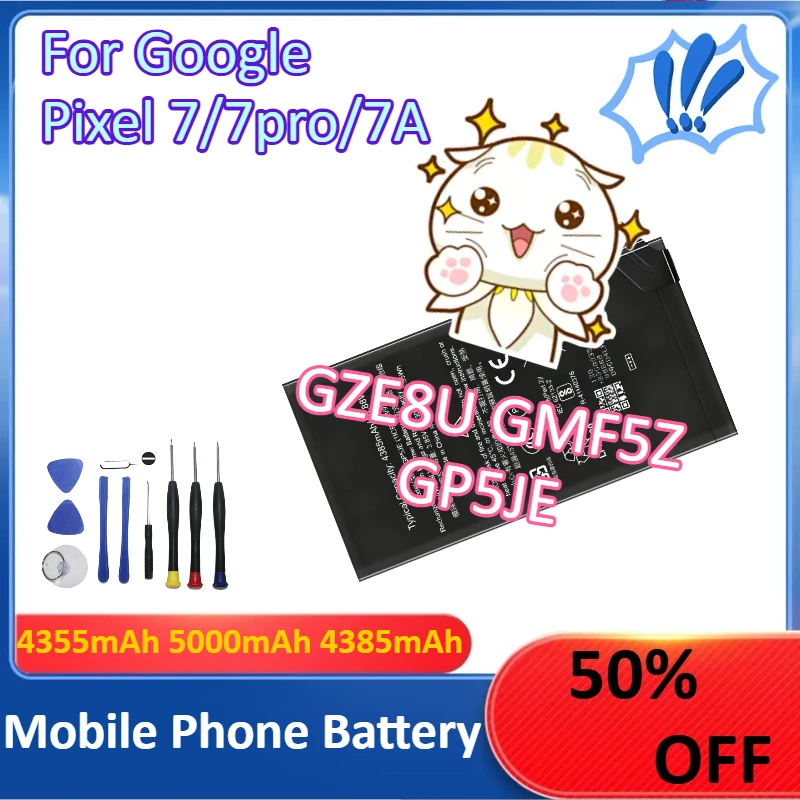 

GZE8U GMF5Z GP5JE 4355mAh 5000mAh 4385mAh Battery for Google Pixel 7 7pro 7A Mobile Phone Battery +Tools