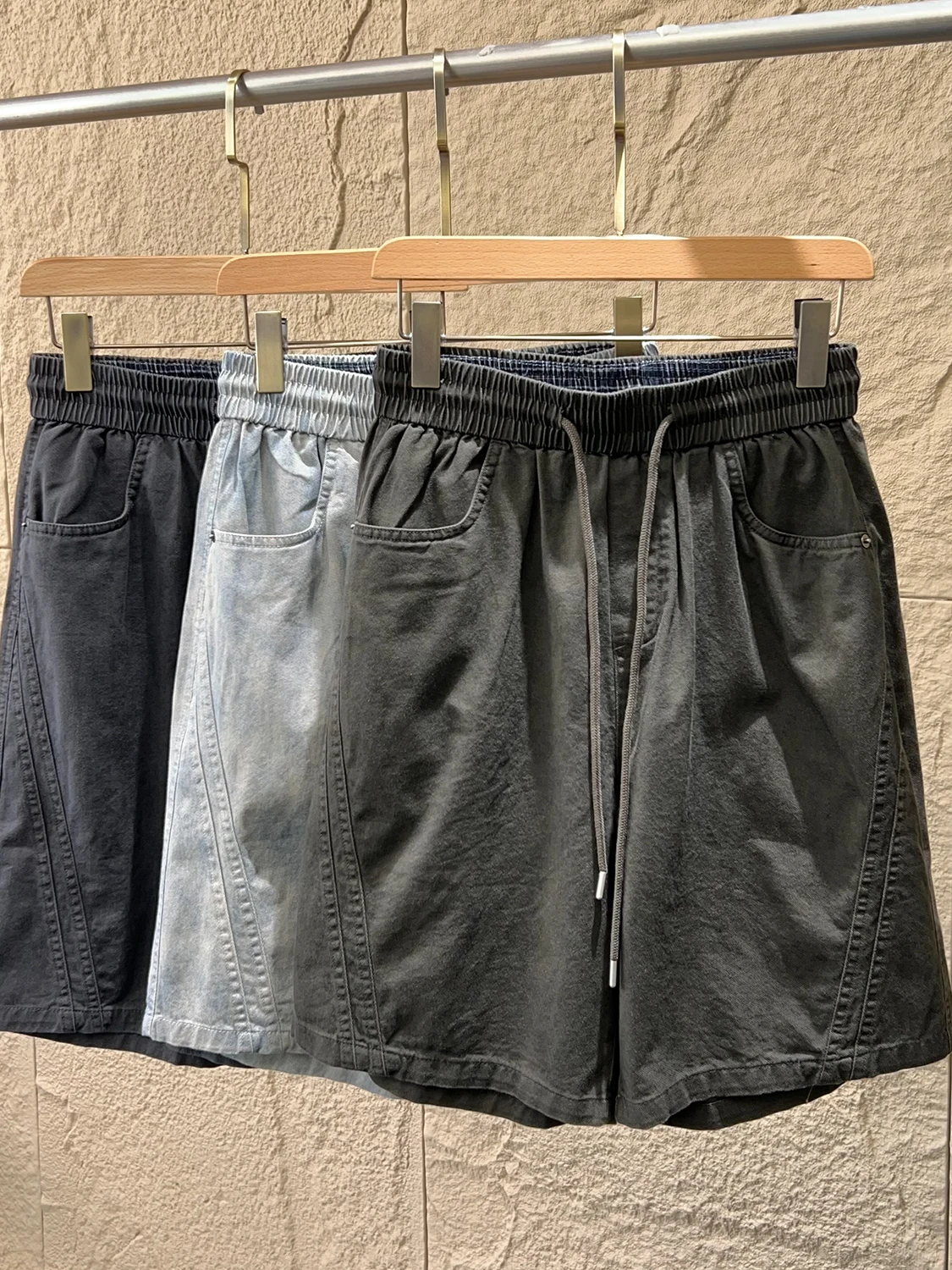 

Vintage Washed Comfortable Cotton Elastic Waist Men's Casual Loose Fit Summer Shorts Breathable Loose Workwear Leisure Shorts