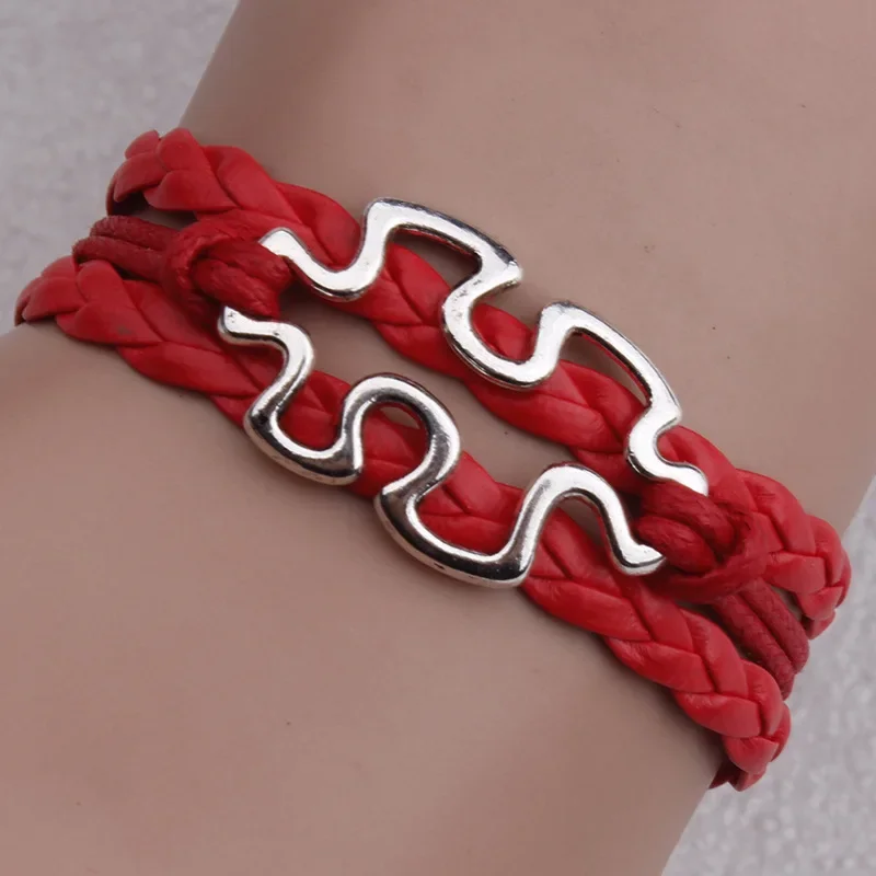 New Autism Puzzle Bracelet Infinite Woven Bracelet Creative Fashion Jewelry Women Gift Pendant Christmas