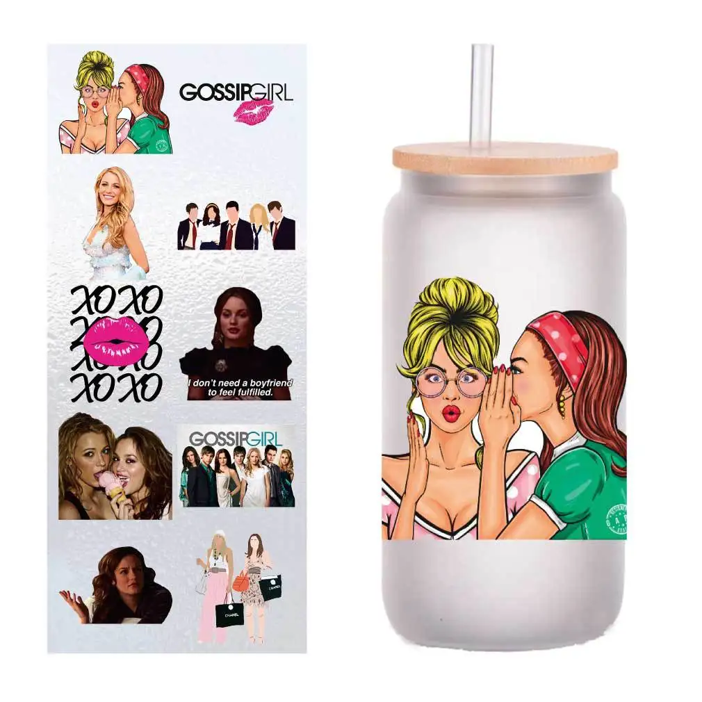 

10 pieces/bag idol drama Gossip Girl UV transfer sticker Crystal label DIY Cup sticker customized four inches