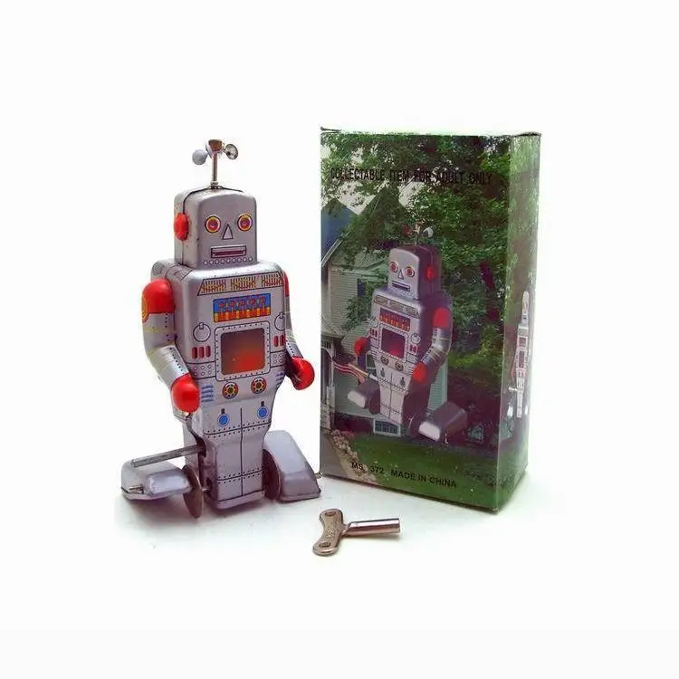 MS372 Collezione di robot quadrati Giocattoli nostalgici in latta Puntelli per riprese con microfilm Artigianato in latta