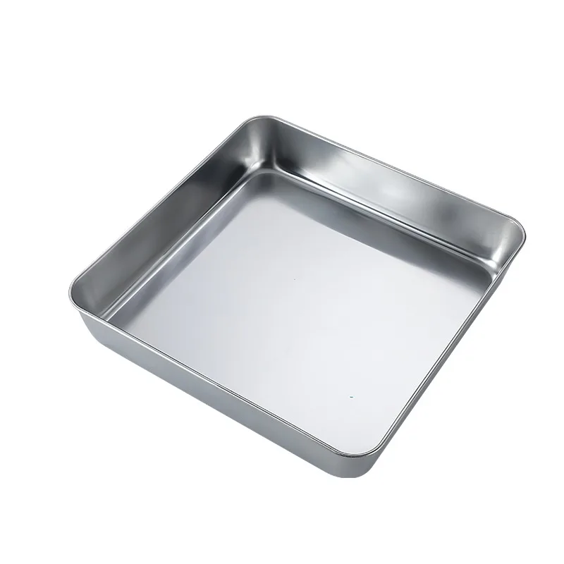 304 Stainless Steel Square Tray Multi-Purpose for Food Preparation, Serving, Steaming and Commercial Use