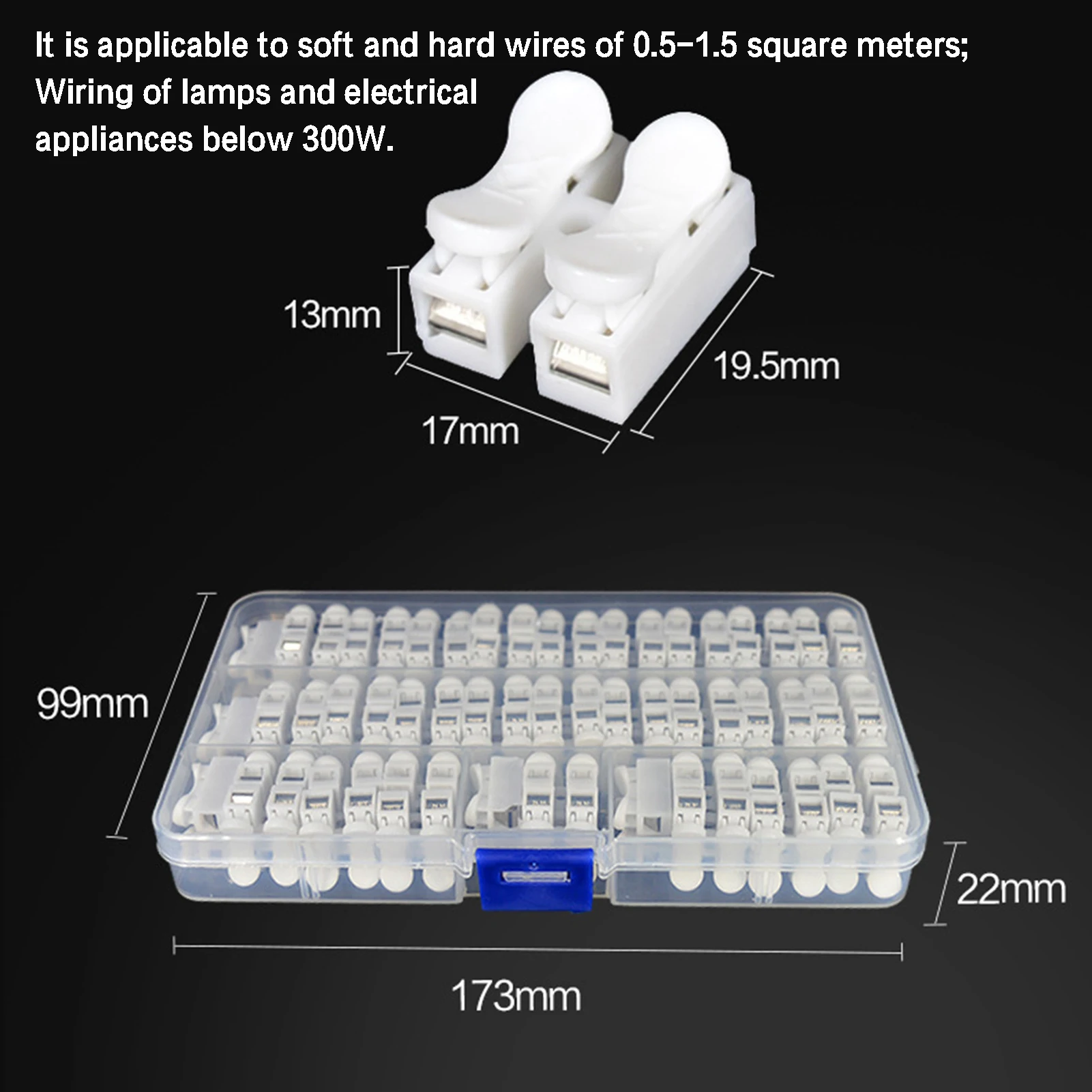 55PCS CH2 Quick Splice Lock Wire Connectors 2Pins Electrical Cable Terminals 20x17.5x13.5mm For Easy Safe Splicing Into Wires