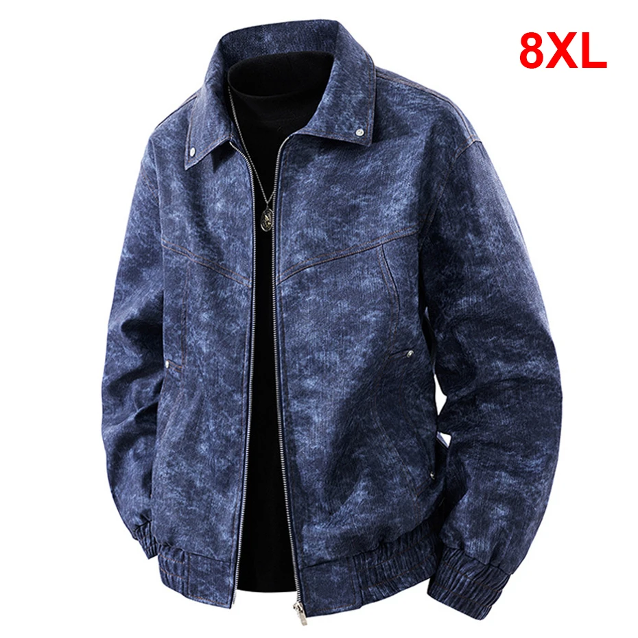 

Vintage Tie Dye Jacket Men 8XL Plus Size Cargo Jackets Spring Autumn Coat Male Outerwear Big Size 8XL