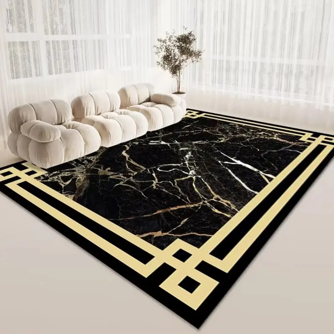 Luxury Gold Area Rug for Living Room Decoration Home Sofa Tables Rugs Non-slip Soft Bedroom Carpet Flannel Washable Mat Bedside