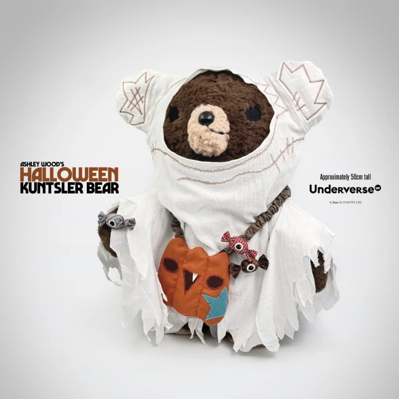 Official Underverse Halloween Kuntsler 50cm Plush Doll Toy Cute Ghost Bear Bear With Skeleton Ornament Halloween Xmas Gift