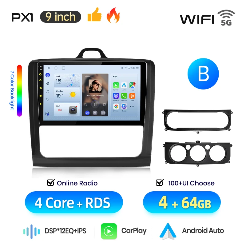 AWESAFE Draadloze CarPlay Android Auto Radio voor Ford Focus 2 3 Mk2 Mk3 2004 2005-2011 Auto Intelligent Systemen RDS GPS FM BT SWC
