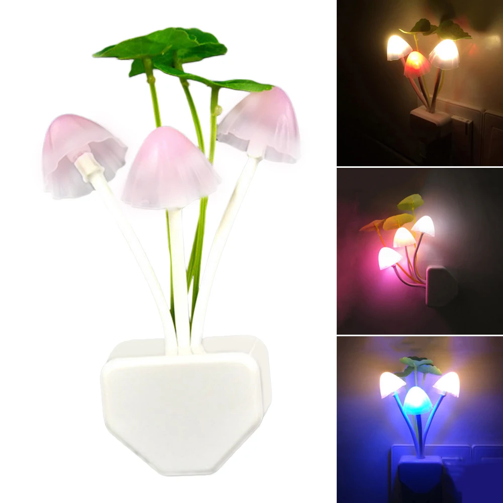 Lâmpada de mesa indução avatar cogumelo fungo noite luz ue & eua plug sensor luz 220v 3 colorido cogumelo lâmpada led luzes da noite