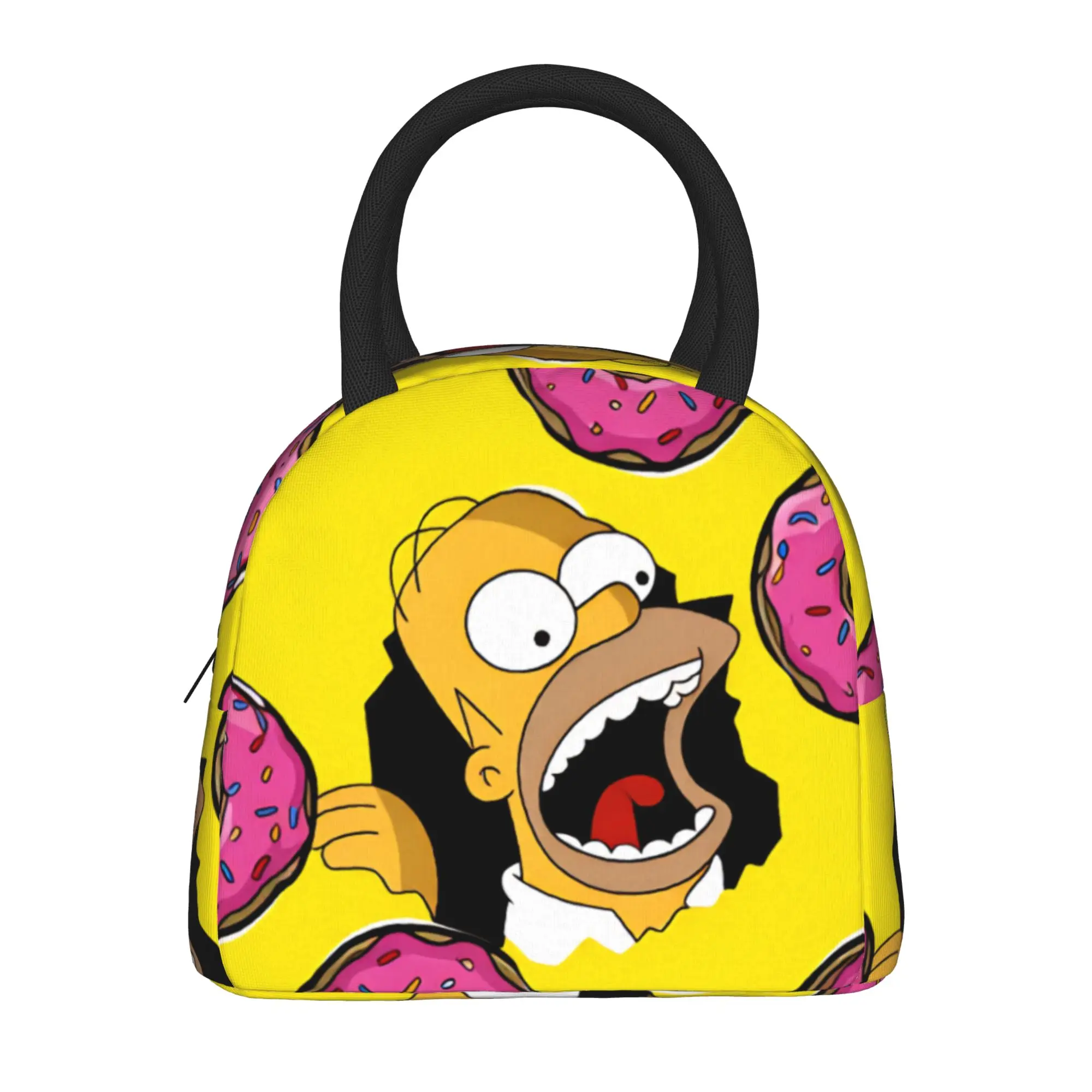 

Сумка для обеда с рисунком пончиков S-Simpsons, офисная сумка для обеда для детей, винтажная термосумка-тоут, портативная изолированная сумка-холодильник из оксфордской ткани