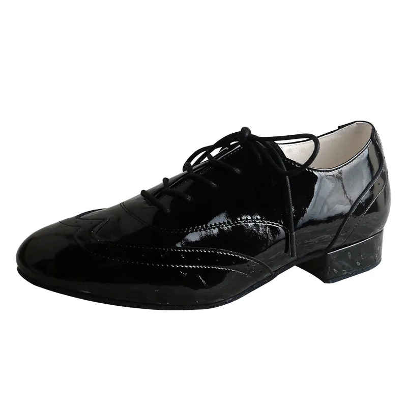 Venus-Sapatos de dança personalizados para homens, sapatos preto e branco, couro brilhante, camurça, sola macia, salto de 2cm