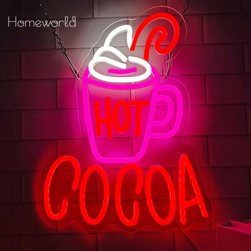 Cocoa Neon Light LED Drink Logo Neon Signs For Wall Decor For Canteen Dining Room Sweet Shop Coffee Shop Decor Personalized Gift