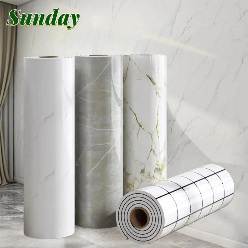 

Faux Marble Peel and Stick Wallpapers Waterproof Glossy Wall Stickers Living Room Decoration Thick Foam Contact Paper Wall Paper