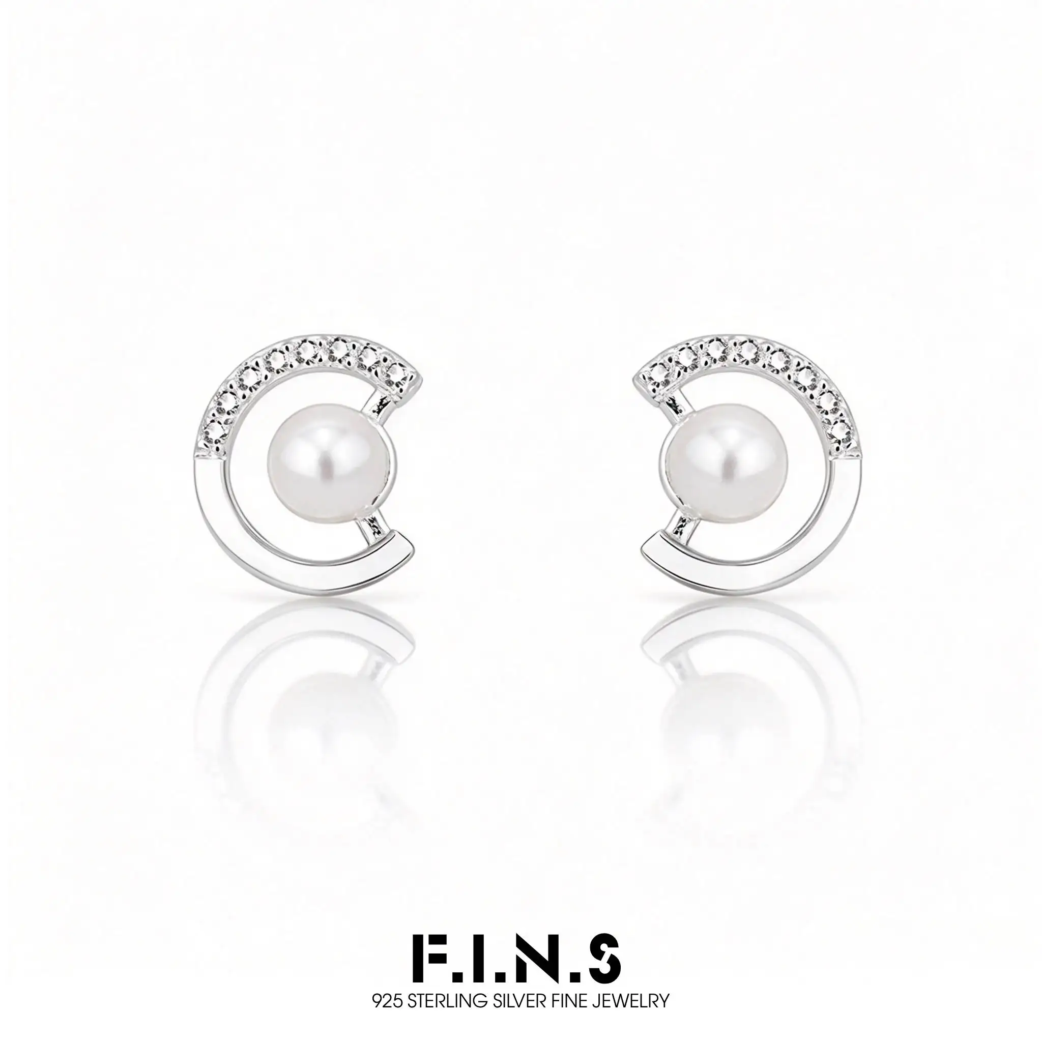 F.I.N.S Delicate S925 Sterling Silver Shell Pearl Small Stud Earrings For Women Vintage Zircon Ear Studs Wedding Fine Jewelry