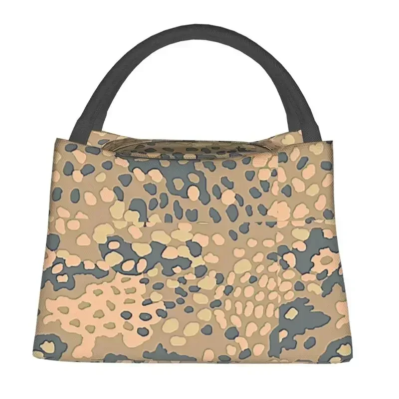 Desert Erbsenmuster Pea Dot German WW2 Camouflage Pattern Insulated Lunch Bags for Women Leakproof Cooler Thermal Bento Box