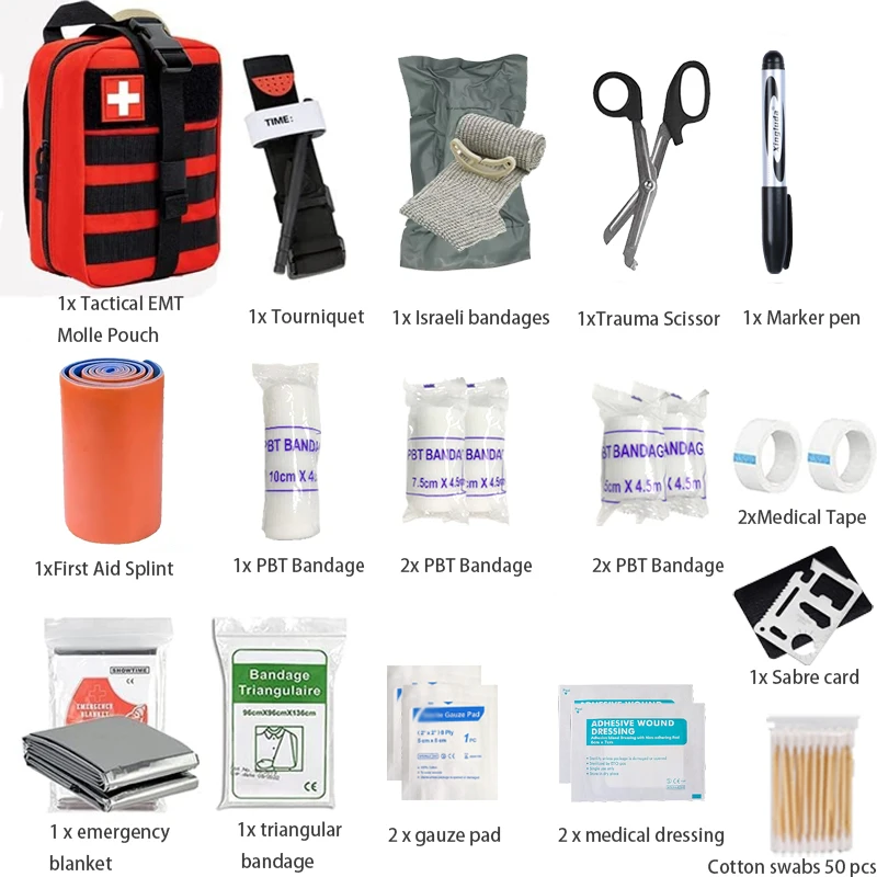 70pcs IFAK First Aid Kit with Tourniquet, EMT IFAK Medical Kit, Emergency Survival Backpack, Camping Gear Supplies