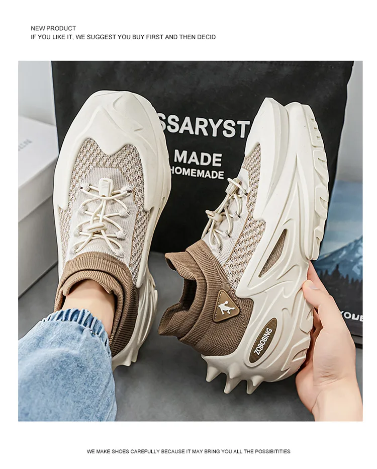 2026 Frühling und Sommer Neuer Stil Alltagstaugliche Personalisierte Herrenschuhe 39-45 Große Größen Dickbesohlte Modische Freizeitschuhe Vielseitige Sportschuhe – Detail 12