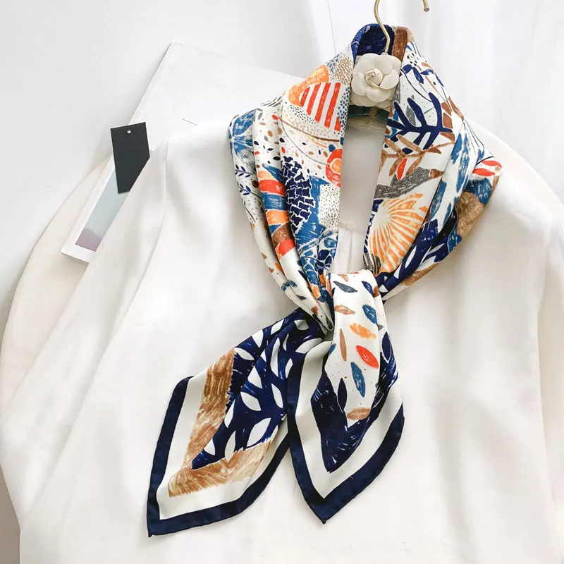 Ölgemälde-Imitation auf Seide: 90cm Quadratischer Schal, Koreanischer Stil Damen-Twill-Seidenschal – Detail 6