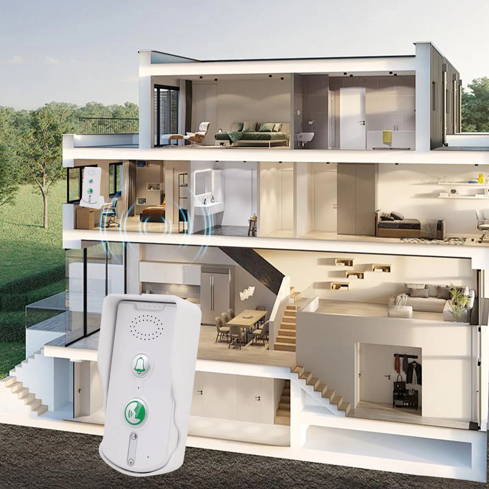 2 Way Intercom Doorbell 2 Way Voice Intercom 1640ft Long Range Wireless Intercom Doorbell System for Home Business