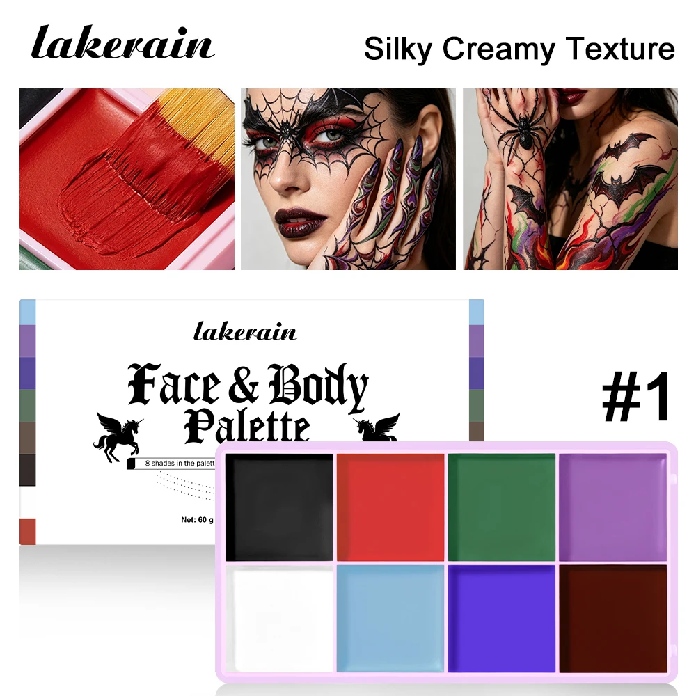 Body Face Painting Palette Highly Pigmented Moisturizing Waterproof Silky Creamy Texture Come With 2 Brushes Body Face Palette