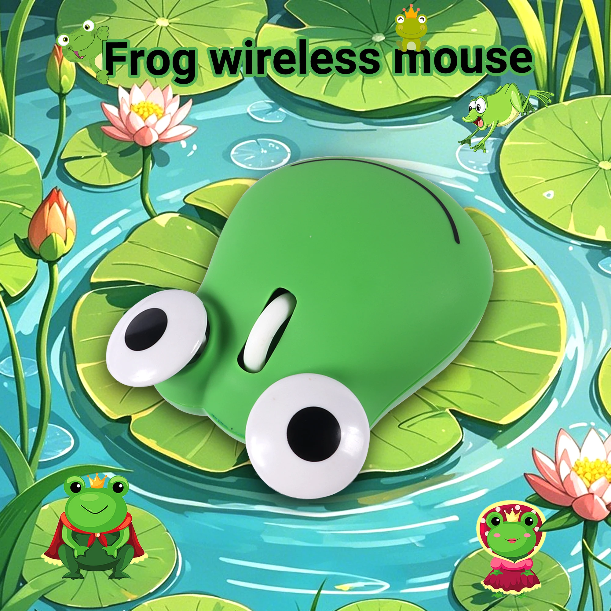 

Cute Frog Mouse Wireless Dual-mode Bluetooth Light Weight Portable System Universal Mute Button Office Use Kid Gift Mause