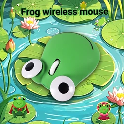 Cute Frog Mouse Wireless Dual-mode Bluetooth Light Weight Portable System Universal Mute Button Office Use Kid Gift Mause