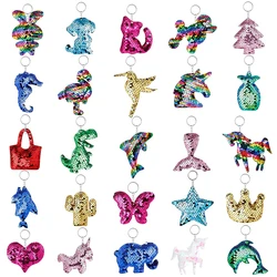 25pcs Flip Sequin Series Key Chain Fashionable Dress Accessories Pendant Children Adult Party Hecomingom Gifts