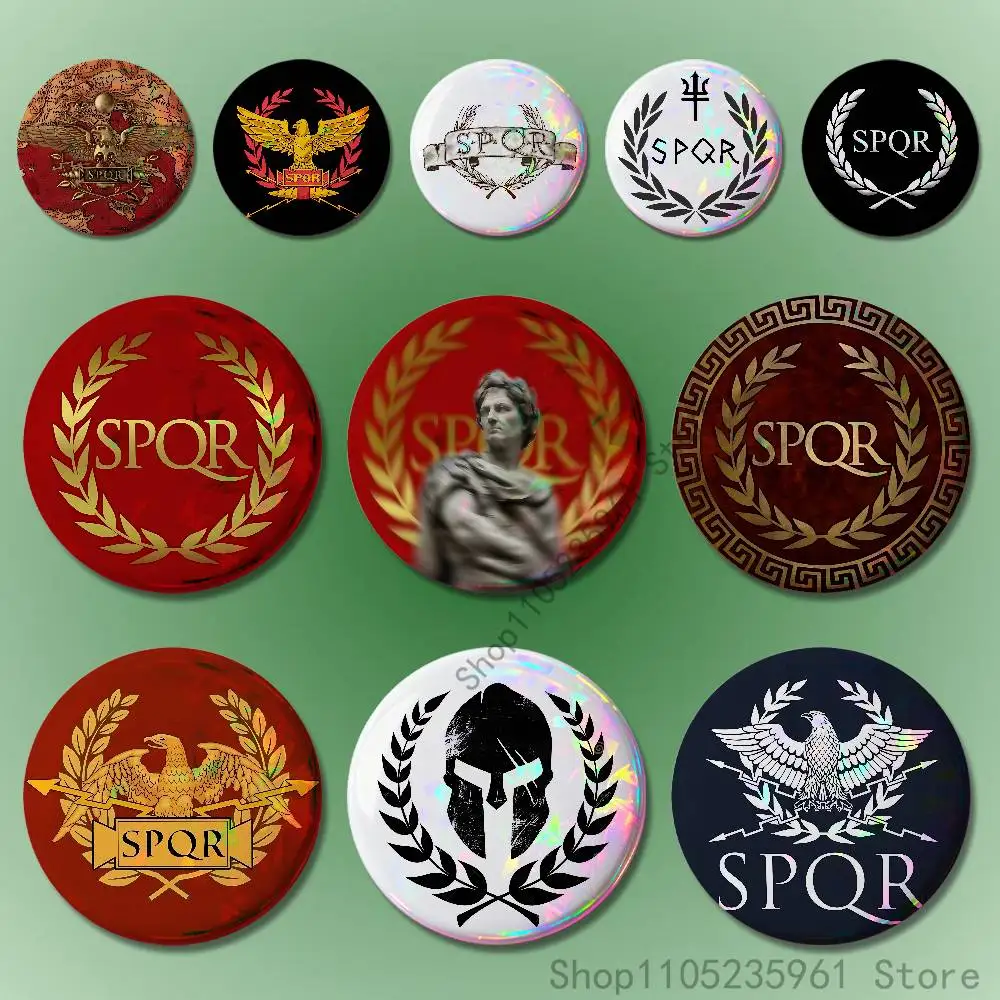 

S-SPQR 58mm 44mm HD Print Brooch Badges Pretty Derby Round Display Brooches Lapel Pins Custom