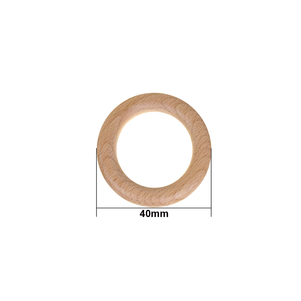 Mabochewing 10pcs 40mm 55mm 70mm 80mm Custom Laser Logo Beech Wood Ring Baby Mobile Bracelet Rattle Toys Making