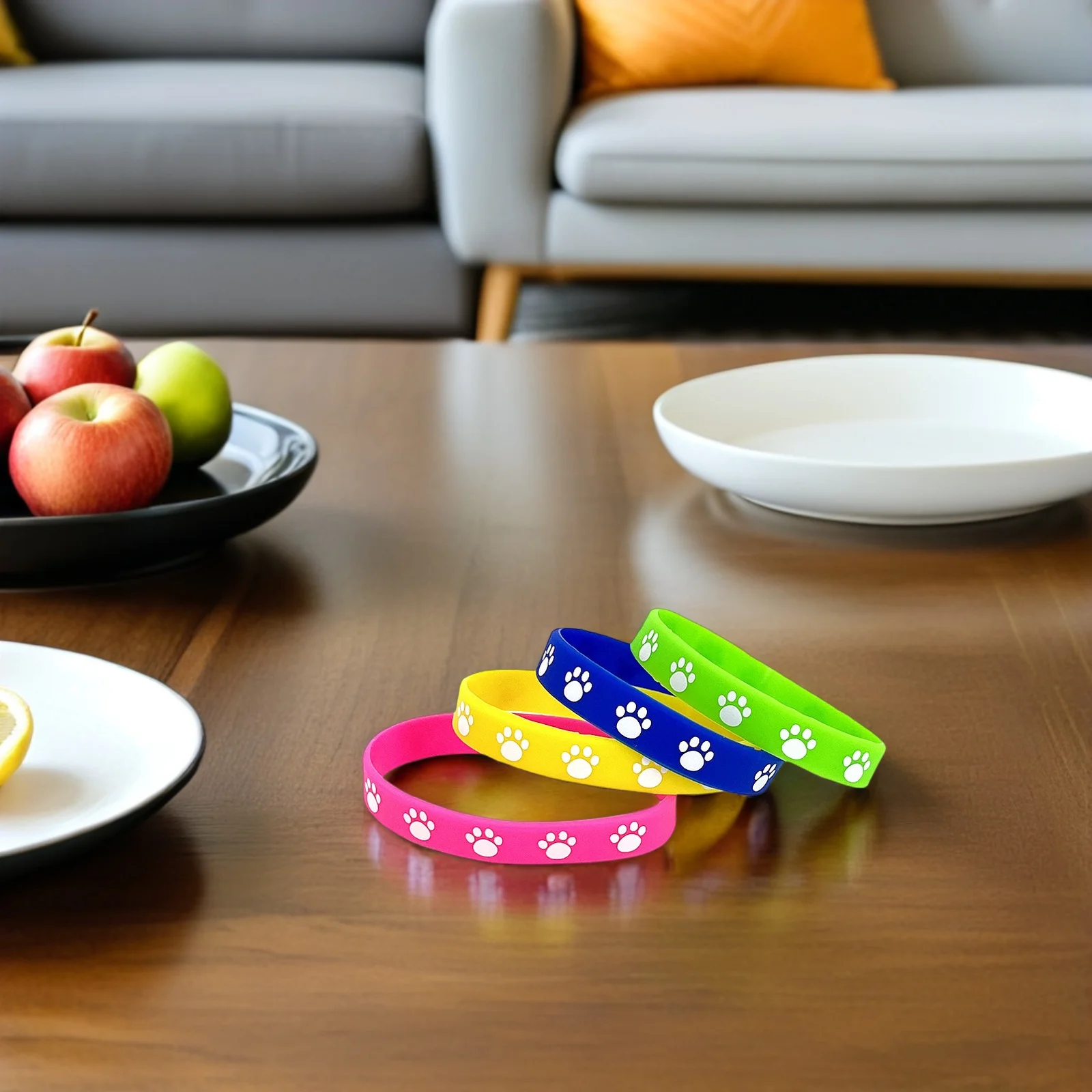 

32Pcs Adorable Dog Paw Bracelets Stretch Rubber Bands Waterproof Goodie Bag Stuffers Event Souvenirs Paw Print Bracelet