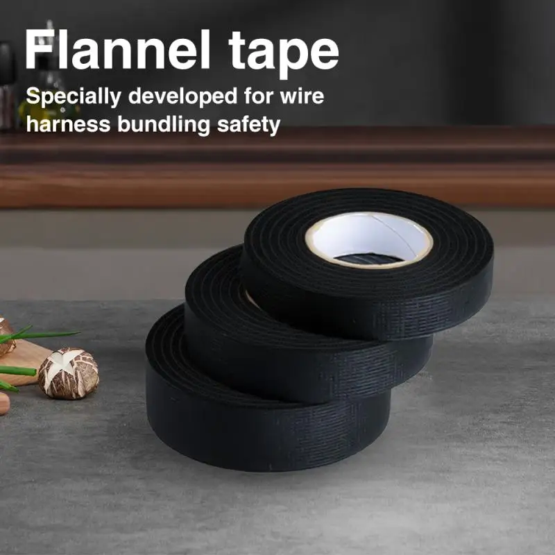 15m/25m Flame Retardant Heat Resistant Tape For Automobile Flannel Tape Cloth Fleece Wiring Harness Tape Polyester Tape Hardware