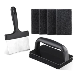 1Set Blackstone Griddle Cleaning Kit Flat Top Scouring Pads Black With 6In Grill Scraper