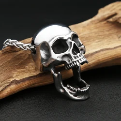 Vintage Gothic High Polish Stainless Steel Skull Pendant Necklaces For Men Boys Hip Hop Biker Jewelry Gift Accessories Wholesale