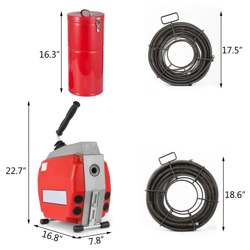 Red electric drain pipe cleaning machine Environmental protection pipe equipment for sale
