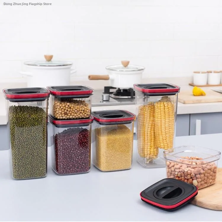 

Transparent Plastic Sealed Storage Jar for Kitchen Home Food Grain Snack Container Sealable Bin Food Grade Plastic Storage Ca...
