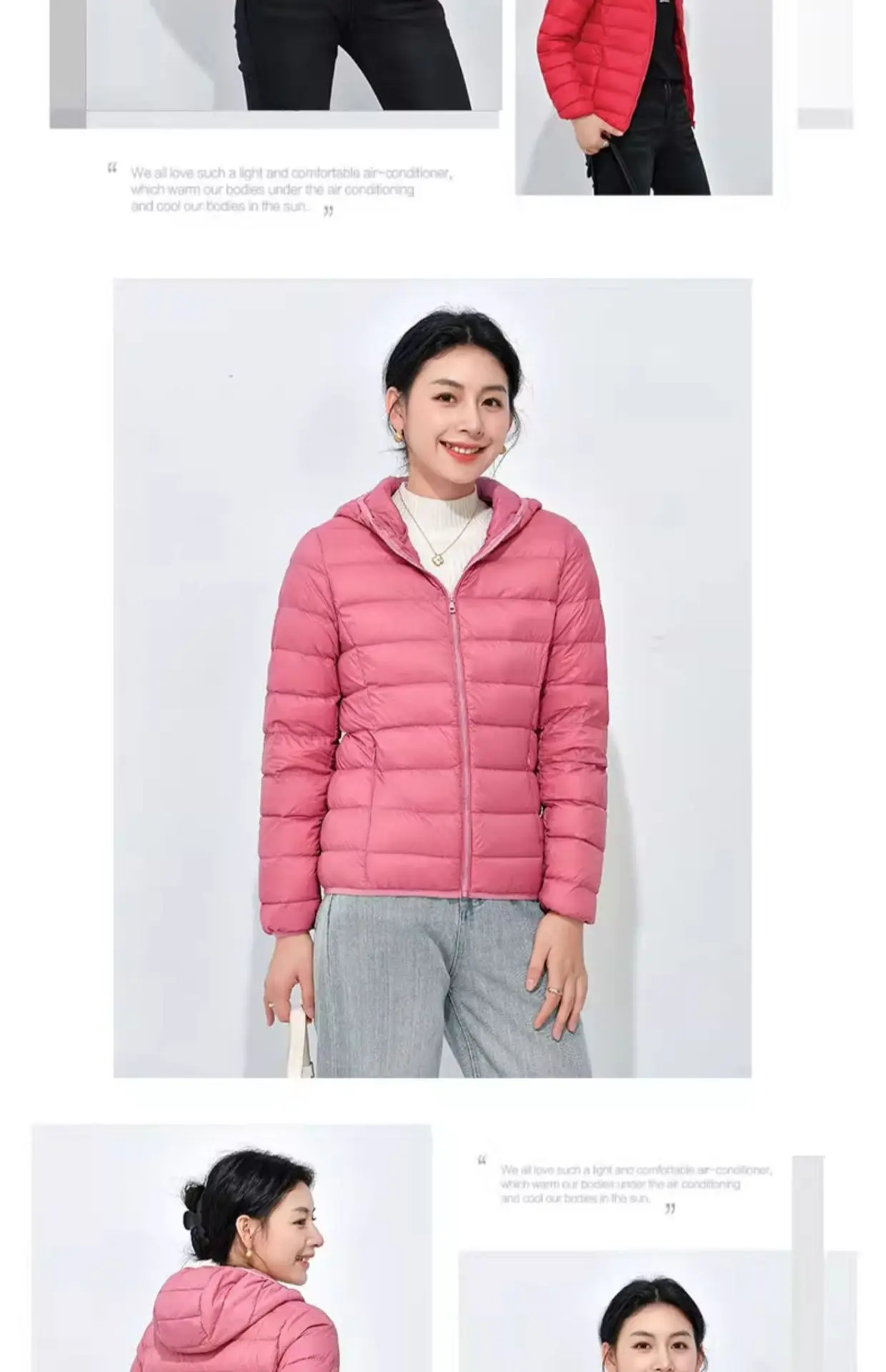Women's Lightweight Casual Hooded Down Jacket Autumn Winter Minimalist Short Down Coats Female Solid Color Zipper Warm Outerwear
