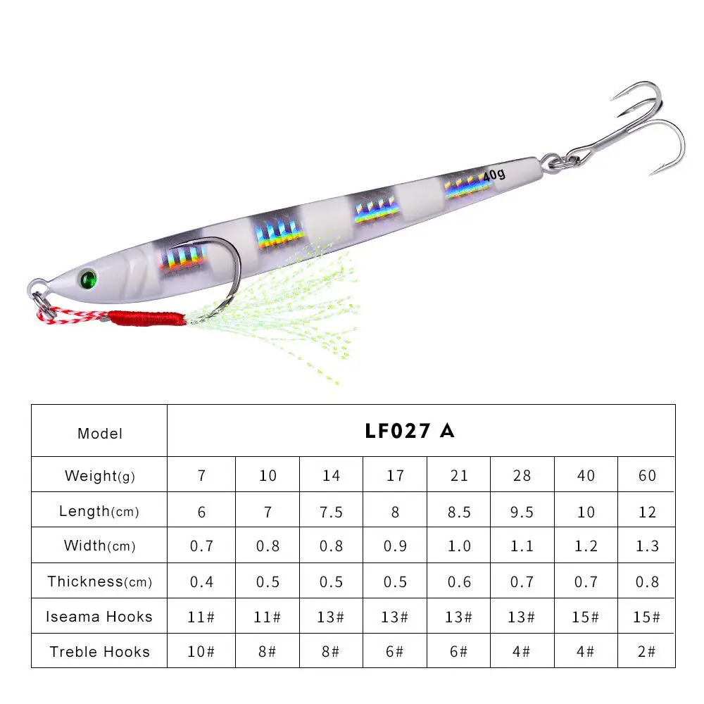 BEROS Metal Casting Jig 10G 30G 40G 60G Shore Drag Cast Jigging Spoon Fishing Lure Artificial Bait Tackle Lures Fishing