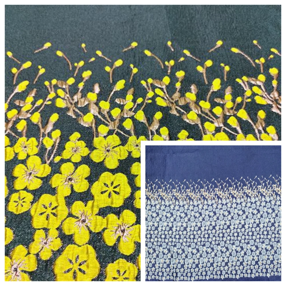 

Light Luxury Gold Wire Yarn-dyed Jacquard Fabric Positioning One-piece Hem Skirt Brocade Wedding High-end Cloth for Diy Sewing