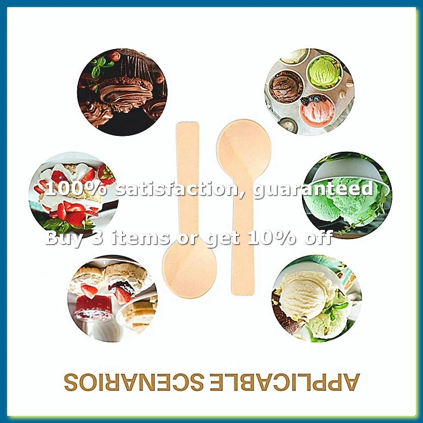 100Pcs Disposable Mini Wooden Spoon Ice Cream Spoon Western Dessert Scoop Wedding Tableware Kitchen Accessories