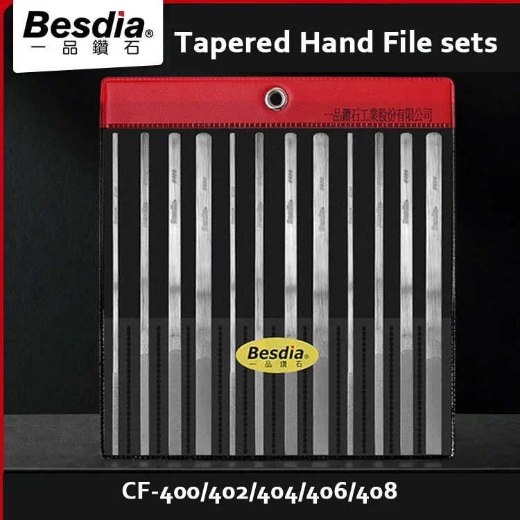 12PCS/set Besdia Tapered Hand File sets CF-400/402/404/406/408 diamond alloy files for mold surface polishing Grit140#~600#